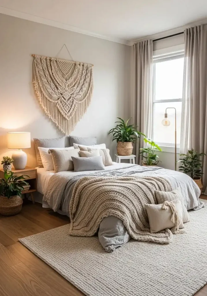 macrame fabric wall hanging decorating bedroom wall