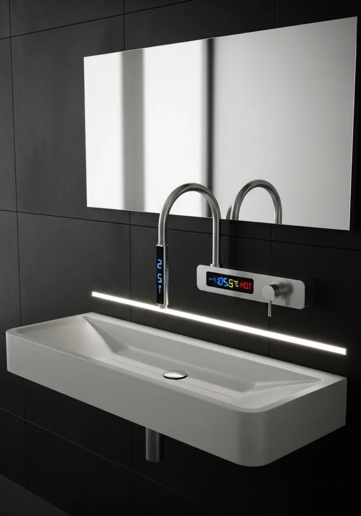 smart bathroom sink touchless faucet modern technology design