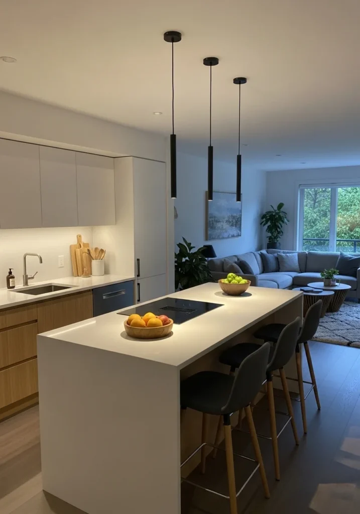 Peninsula kitchen layout with island style extension