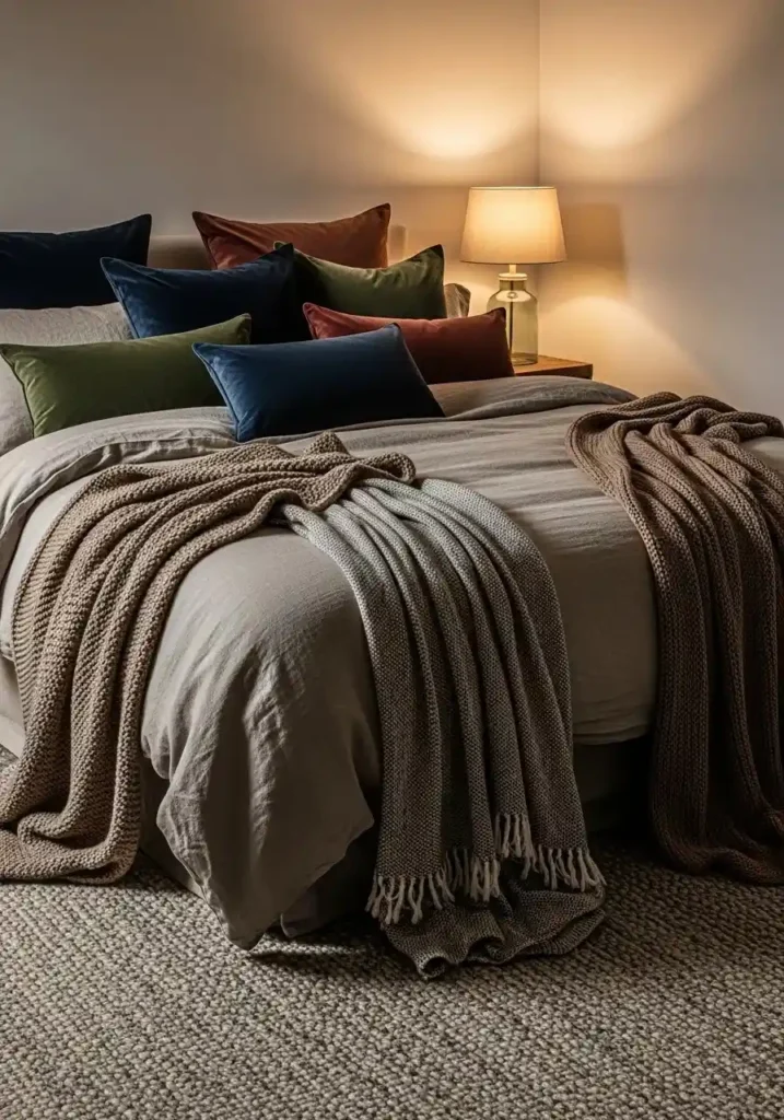 layered textures moody bedroom cozy and stylish