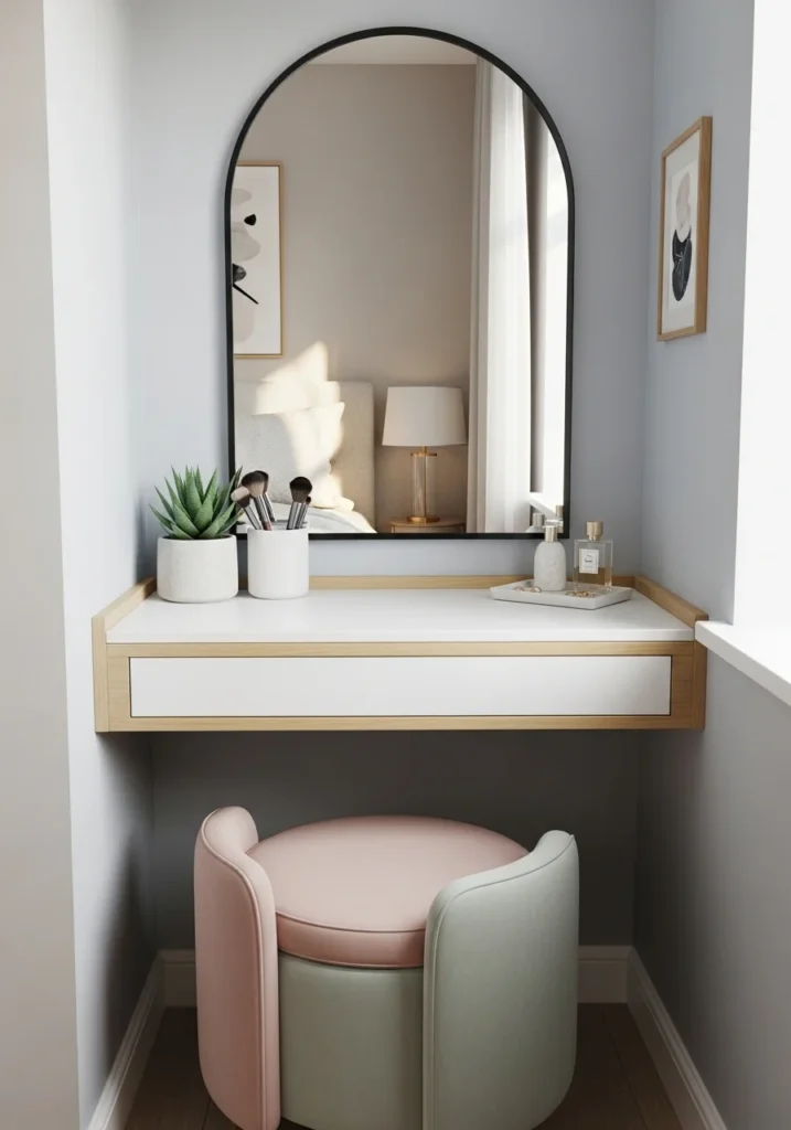 corner vanity bedroom smart small space setup
