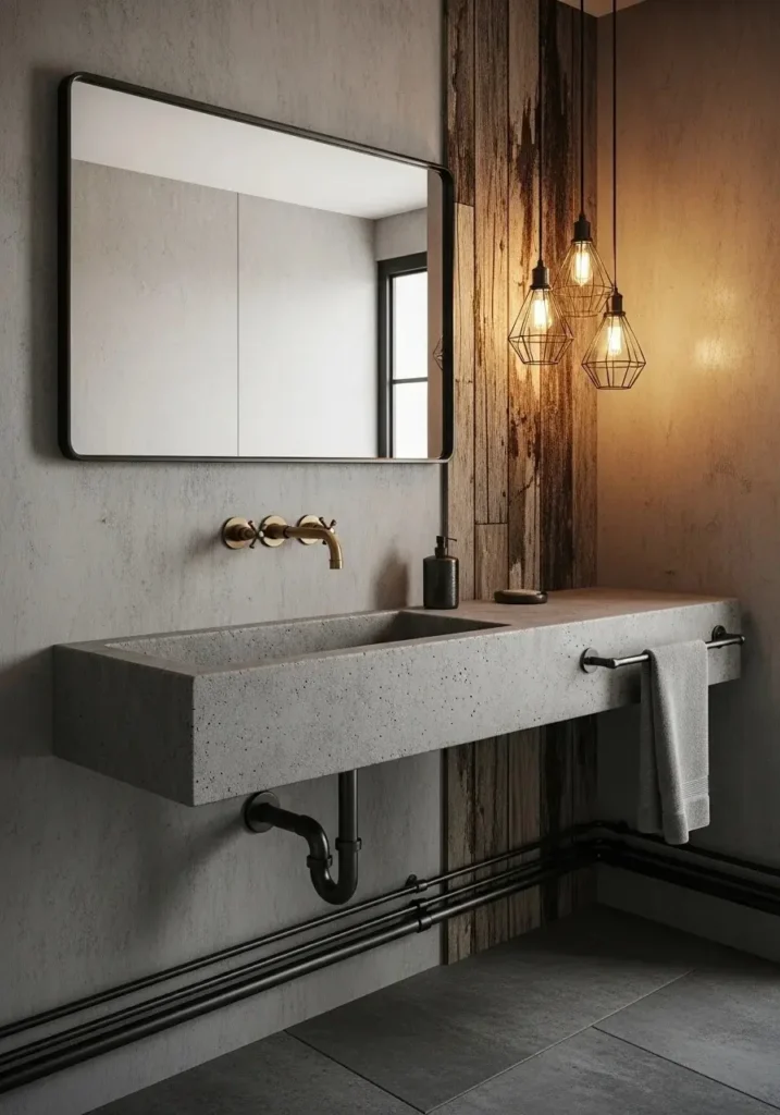 industrial bathroom sink concrete and metal modern rustic design