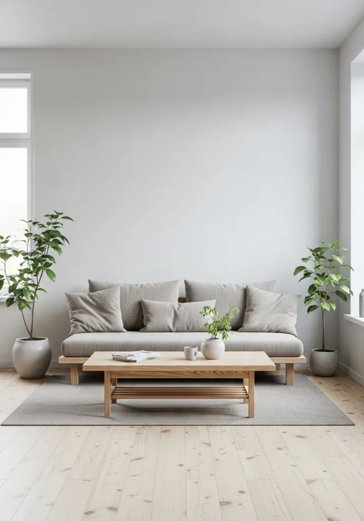 Japandi living room with simple and comfortable seating design