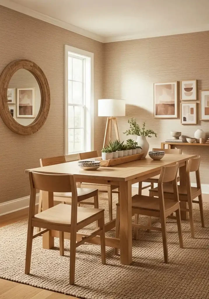 grasscloth wallpaper dining room natural textured wall