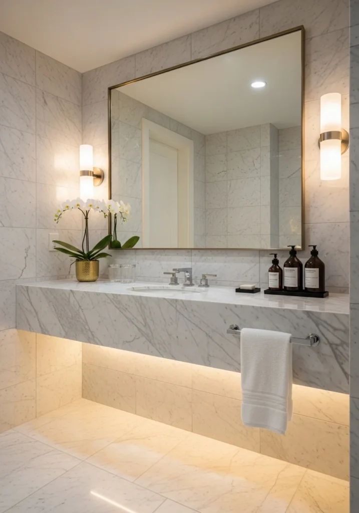 bathroom with natural stone marble design