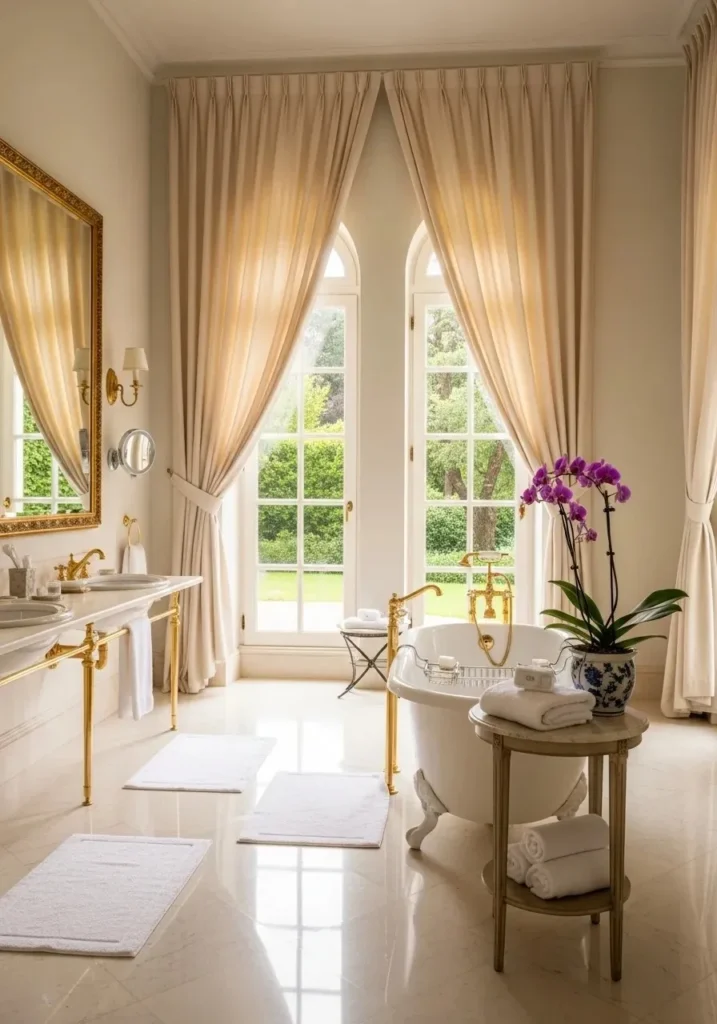 floor to ceiling bathroom curtains luxury elegant bathroom design