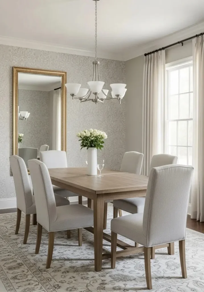 subtle wallpaper dining room soft elegant look