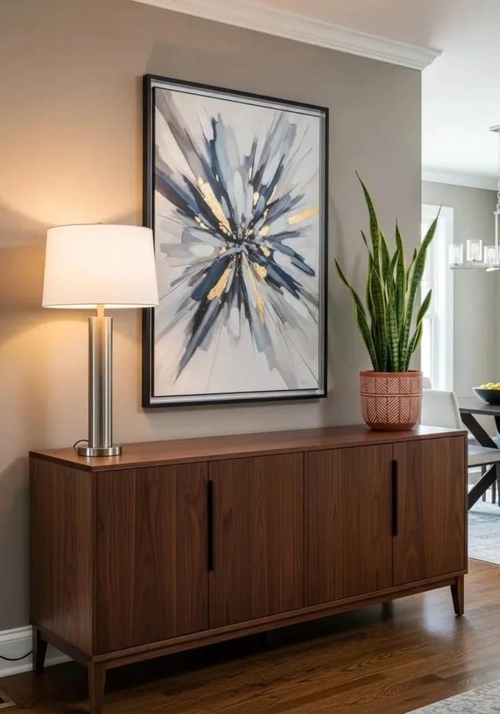 Stylish sideboard buffet furniture in dining room decor