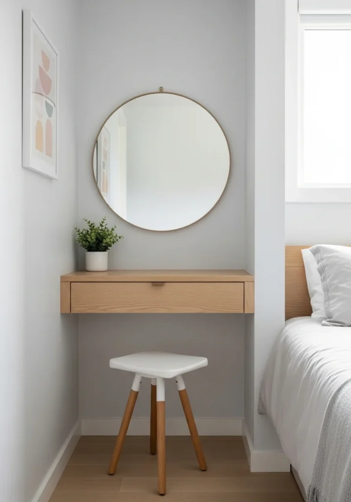 compact vanity small bedroom simple modern setup