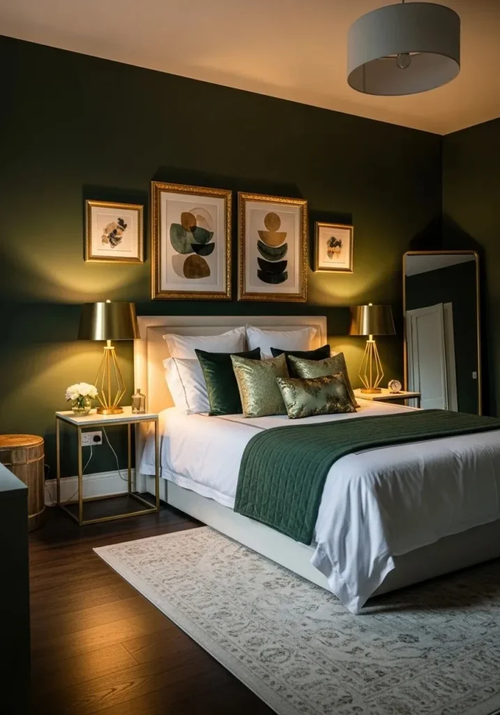 dark green and gold bedroom elegant luxury design