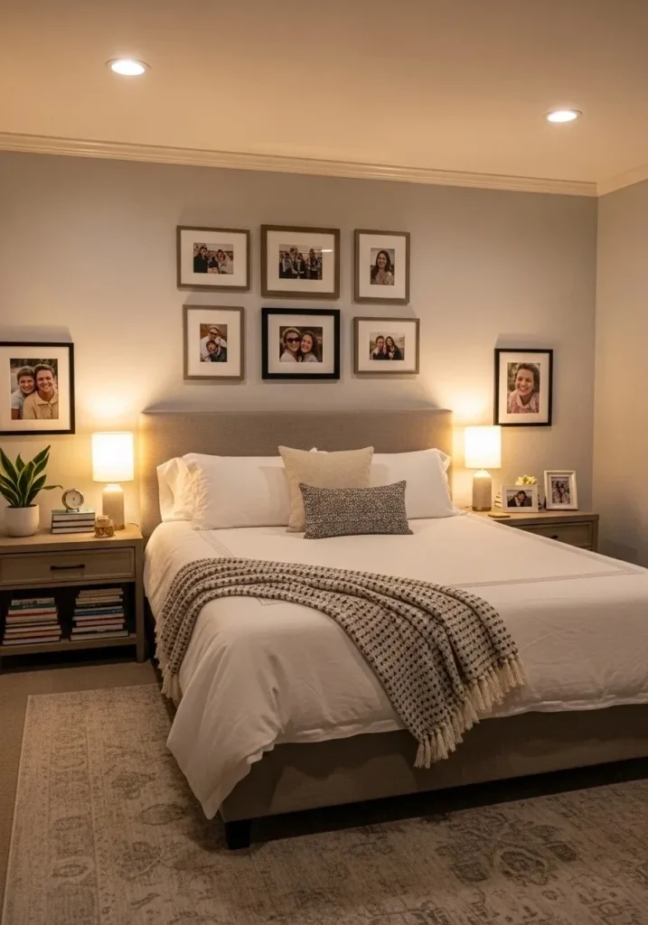 master bedroom with personal decor and cozy styling
