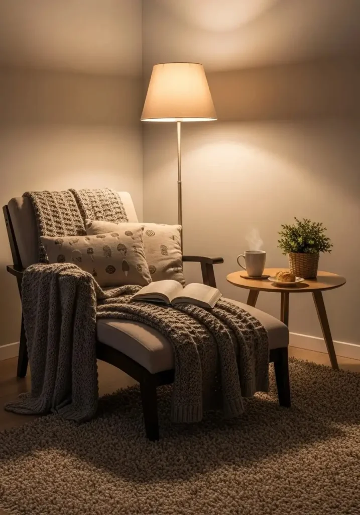 Lounge accent chair creating relaxing living room corner