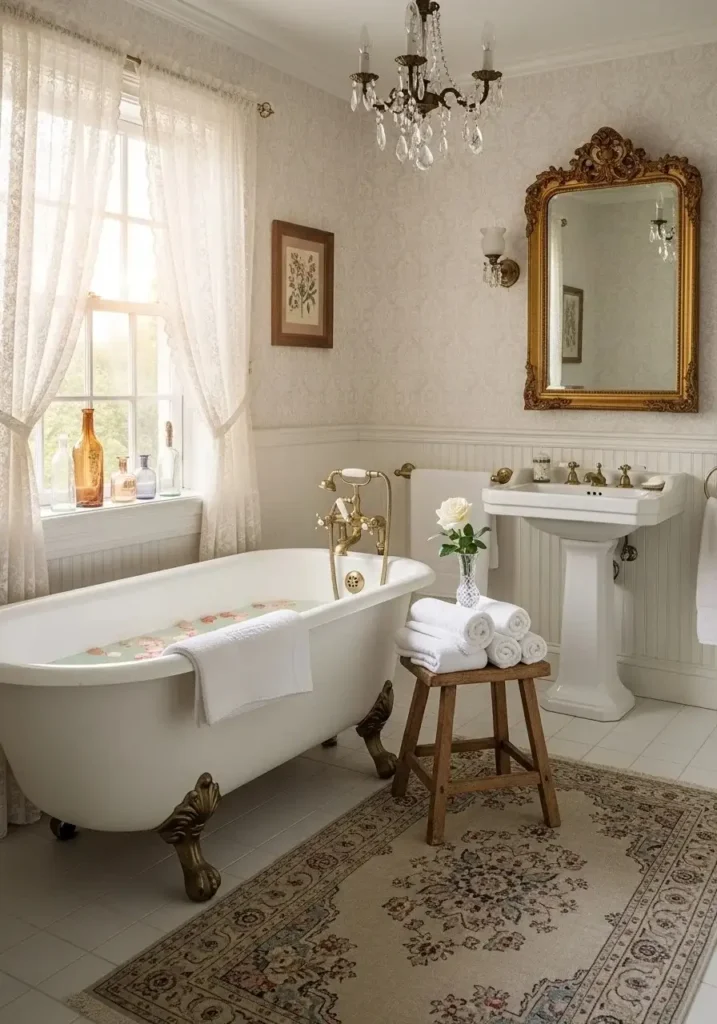 lace bathroom curtain vintage elegant bathroom decor