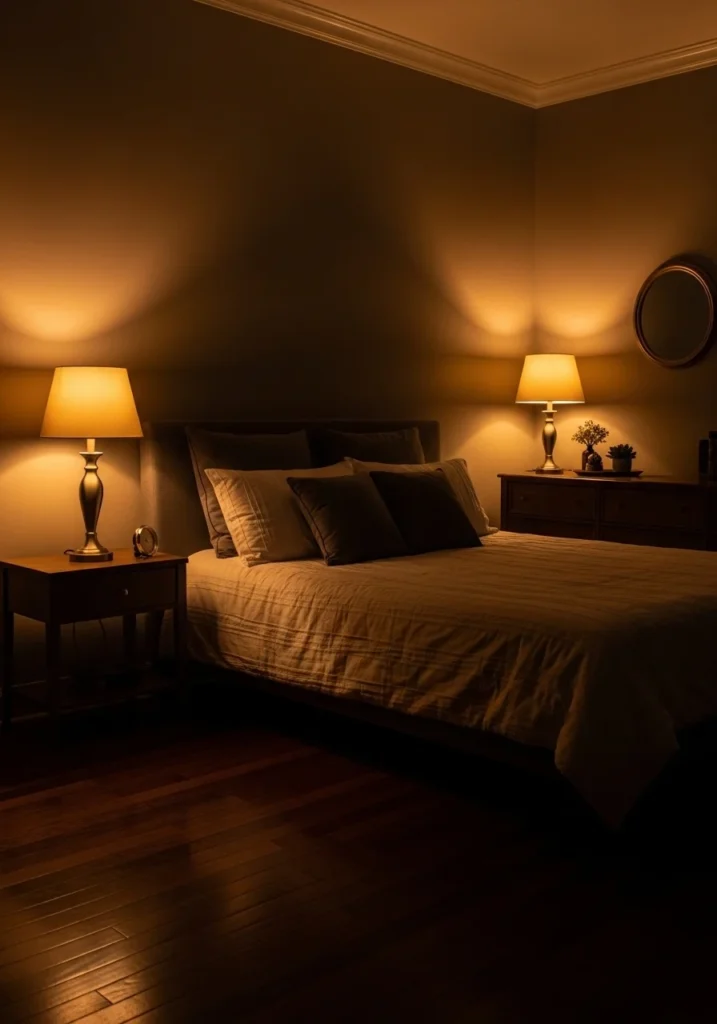 moody bedroom lighting warm soft ambient glow