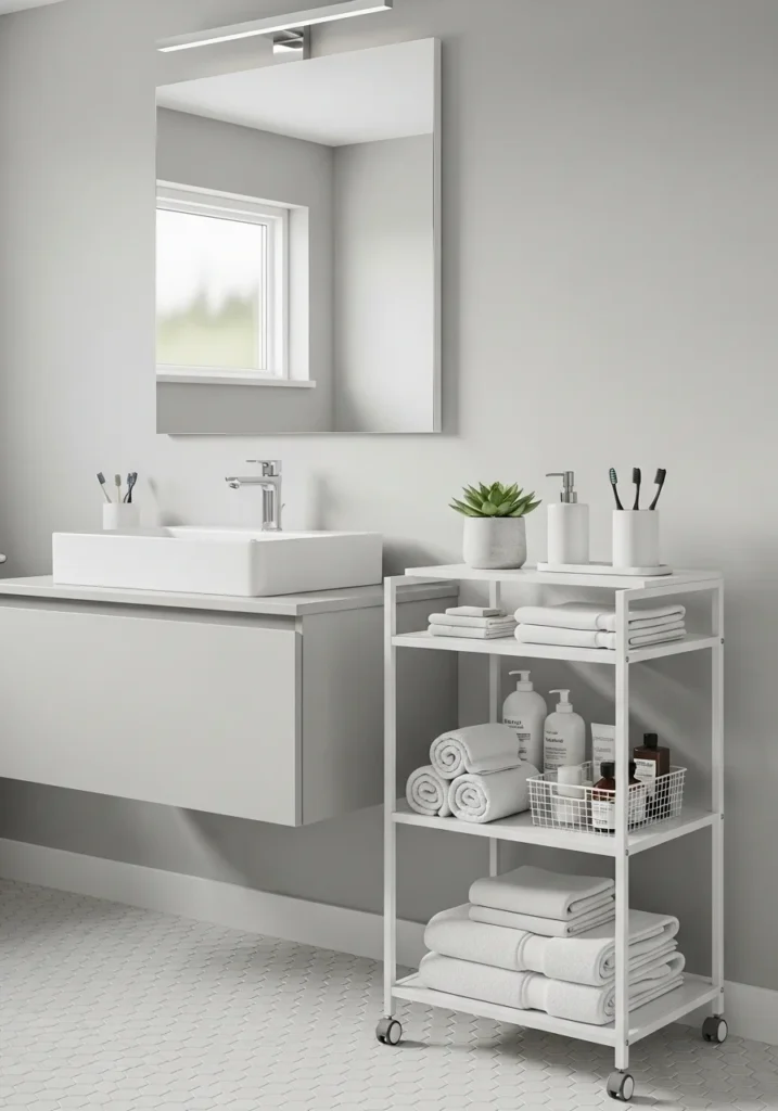 slim rolling cart storage for small bathroom