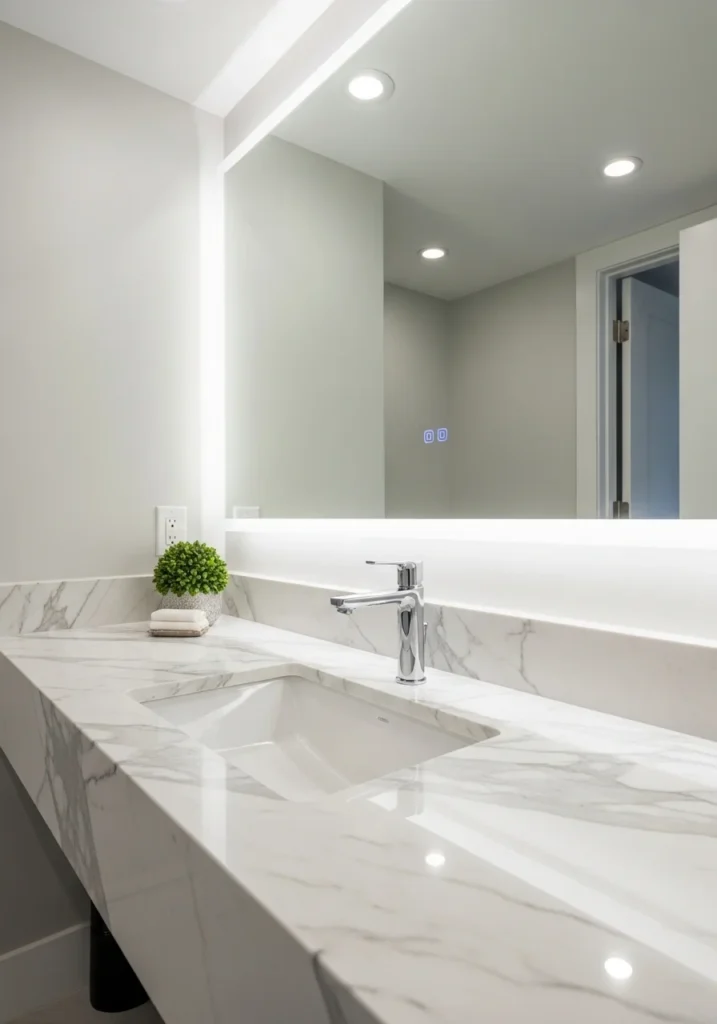 undermount bathroom sink seamless countertop modern design