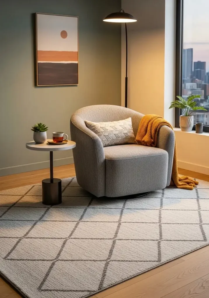 Swivel accent chair adding comfort and function to living room