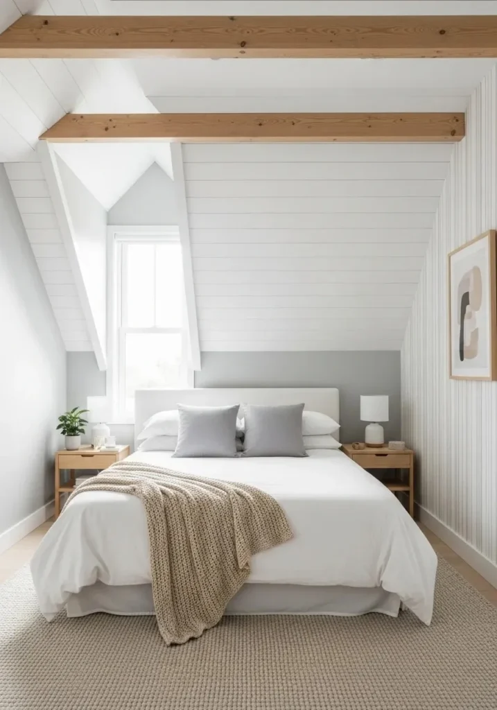 Neutral attic bedroom color palette