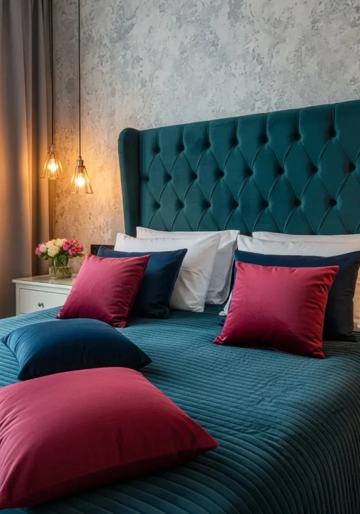 velvet bedroom decor moody luxe cozy style