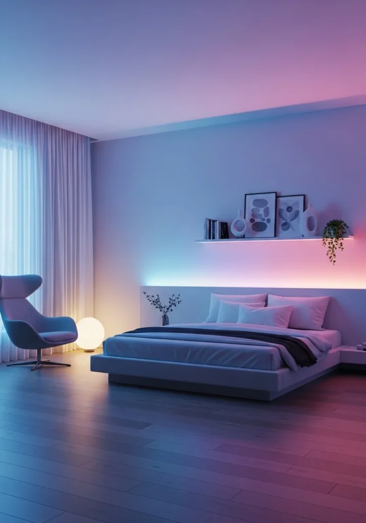 color changing LED lights for bedroom mood lighting ideas