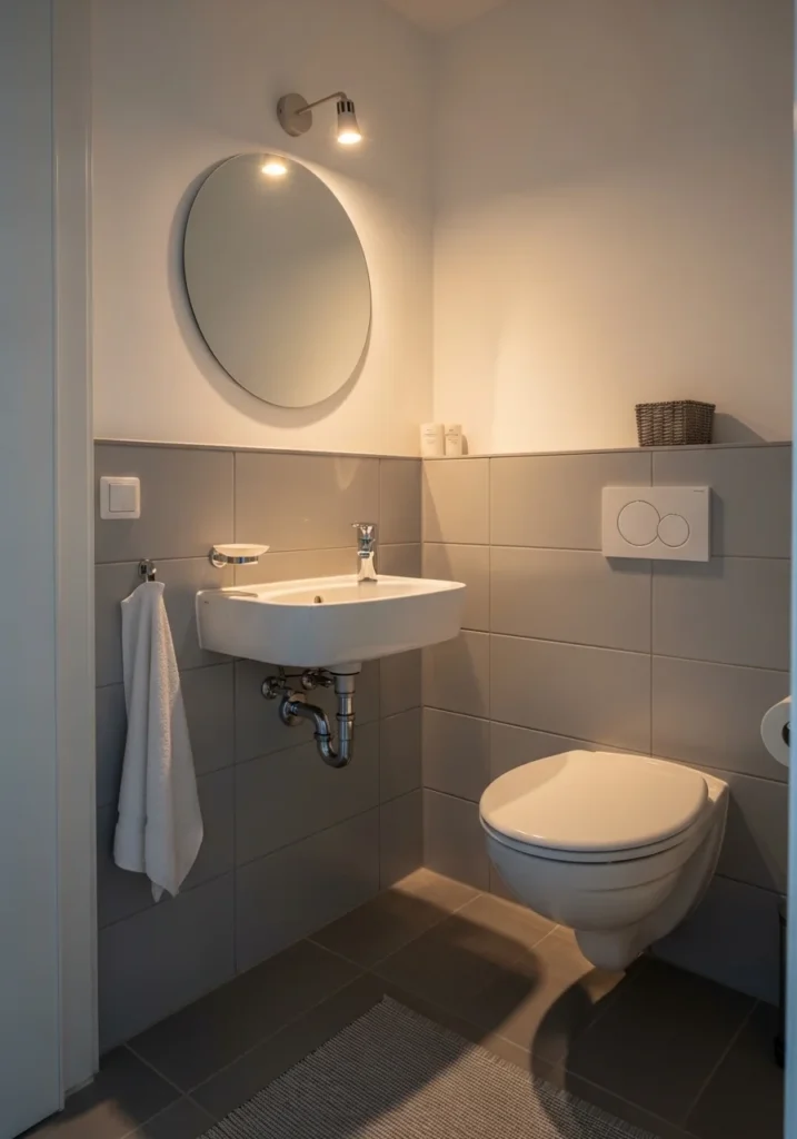corner bathroom sink small space layout idea compact design