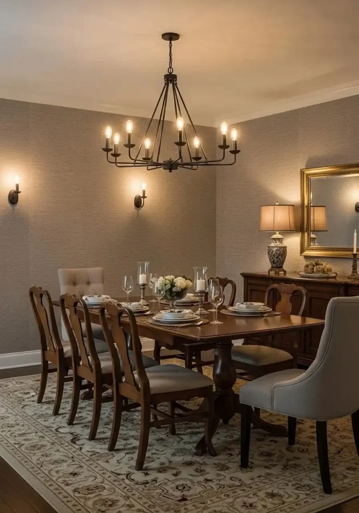 Layered lighting ideas for cozy dining room decor