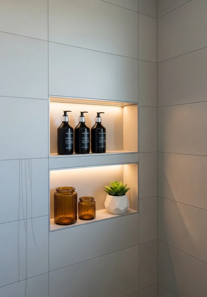 recessed wall niche bathroom storage