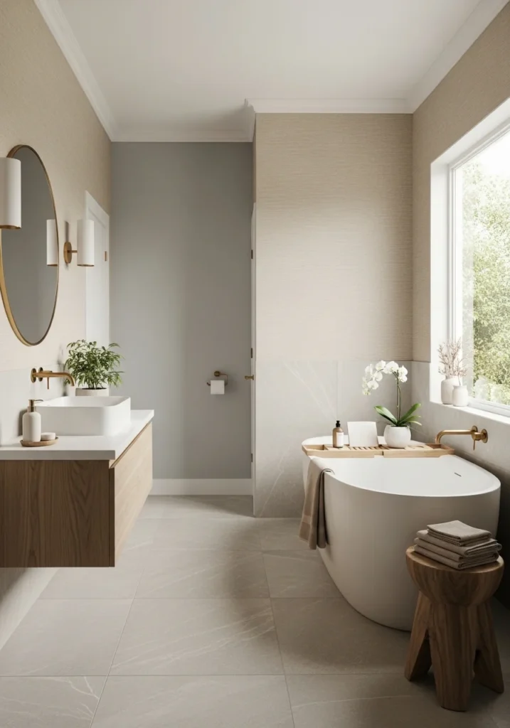 bathroom with soft neutral color palette
