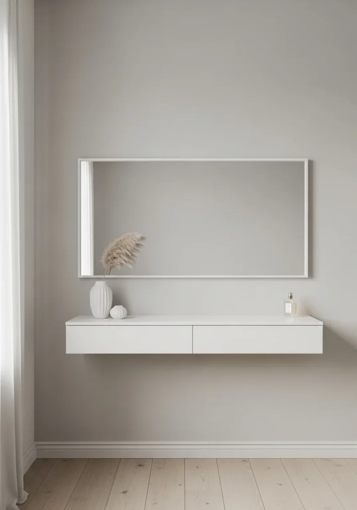 minimalist bedroom vanity clean lines modern simple setup