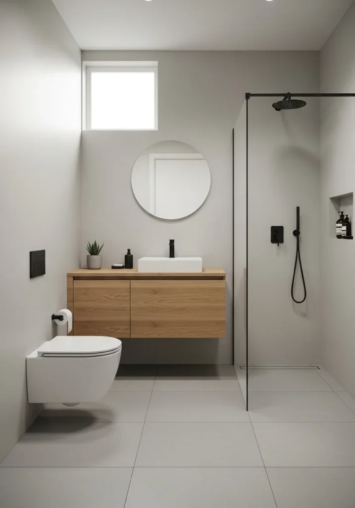 Minimal decor making a small bathroom look clean and spacious