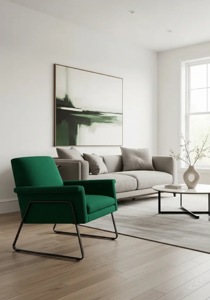 Bold accent chair in living room adding color and personality