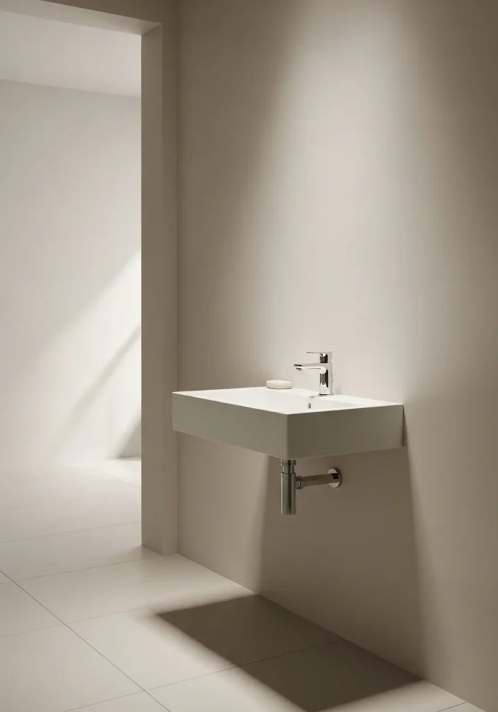 wall mounted bathroom sink minimalist small bathroom space saving design
