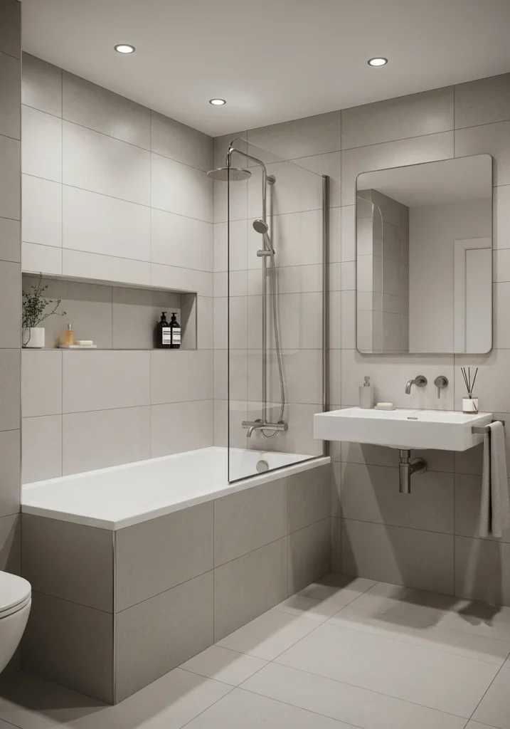 Small bathroom with shower and bathtub combination design