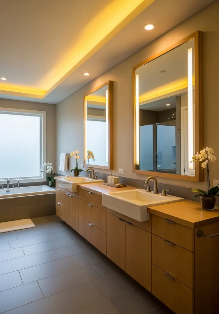 dual bathroom sinks double vanity modern shared bathroom design