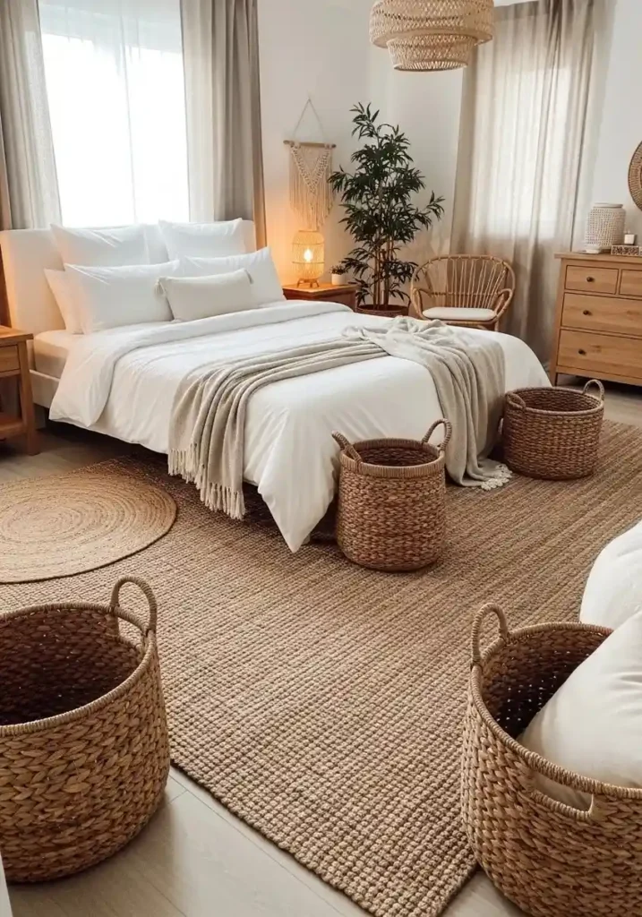 white furniture bedroom natural elements cozy organic bedroom ideas