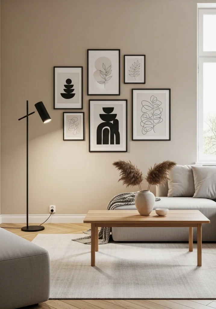 Black accents in Scandinavian living room design