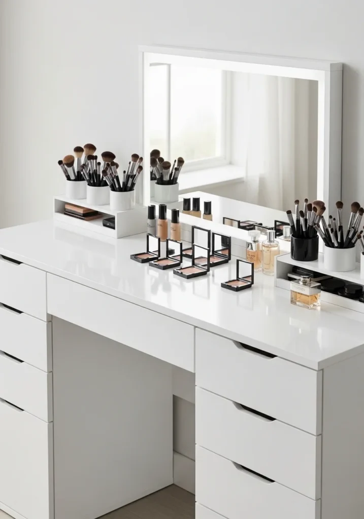 Dressing table with built-in drawers for organized storage