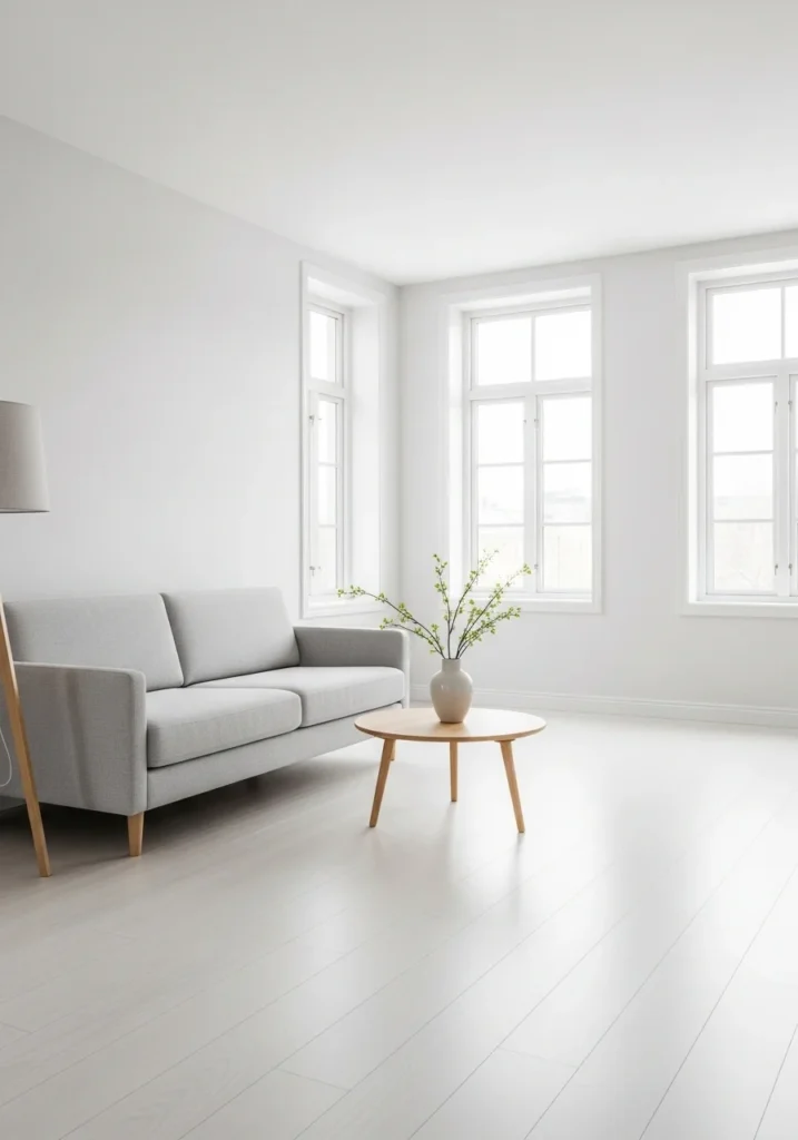 Minimal Scandinavian living room furniture layout