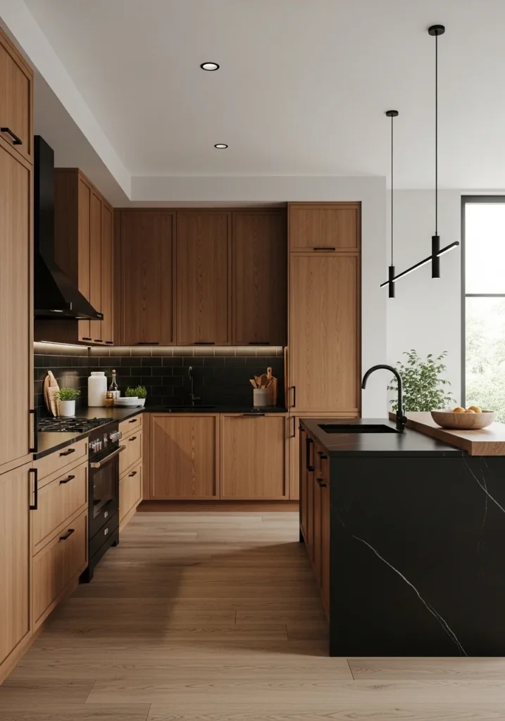 wood cabinets with black hardware modern kitchen with wood cabinets ideas