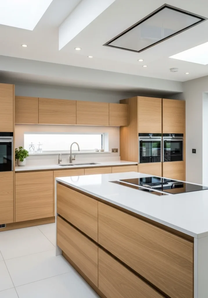 modern flat panel wood cabinets minimalist kitchen design ideas