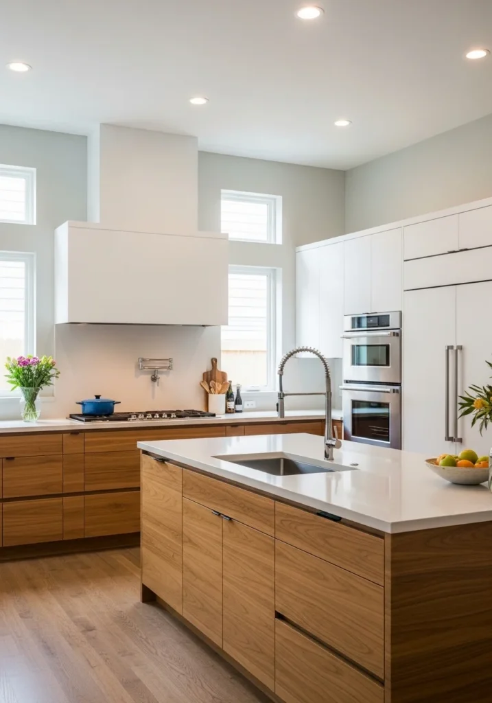 two tone kitchen cabinets wood and white modern kitchen design ideas