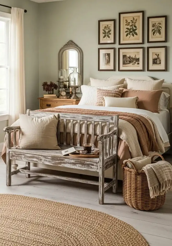rustic farmhouse bench bedroom cozy bedroom bench ideas wood style