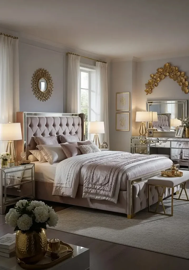 glam bedroom set luxury furniture ideas mirrored bedroom design