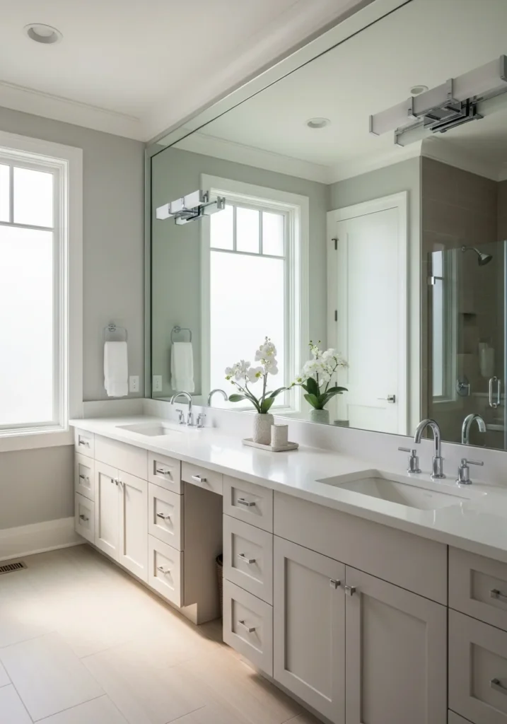 primary bathroom ideas large mirrors spacious bright
