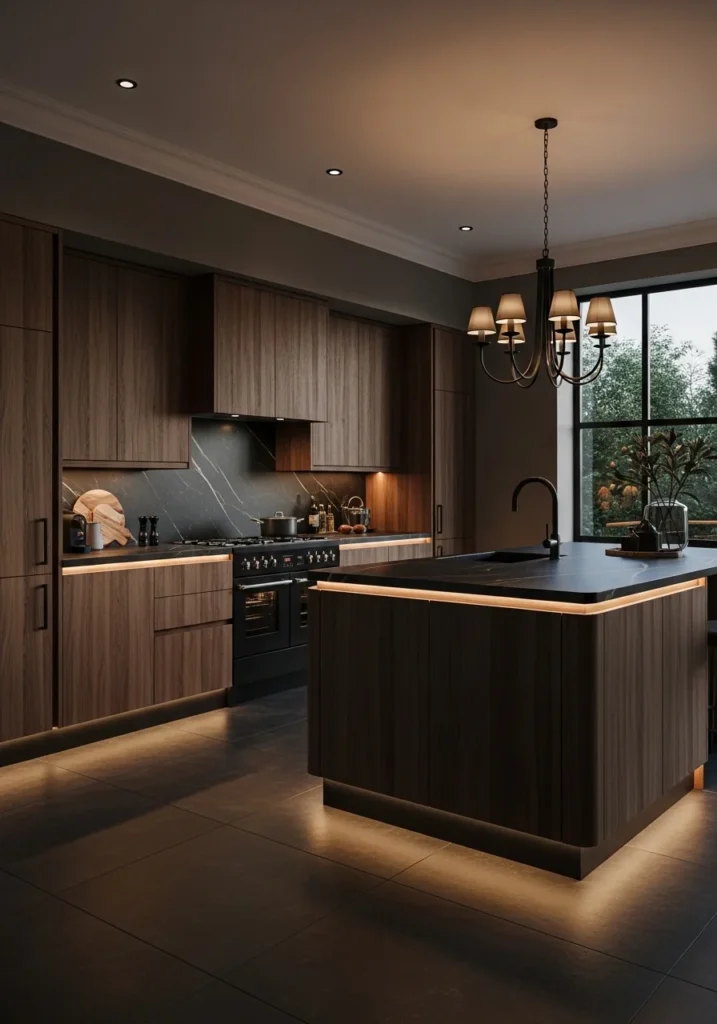 dark walnut kitchen cabinets moody kitchen with wood cabinets ideas