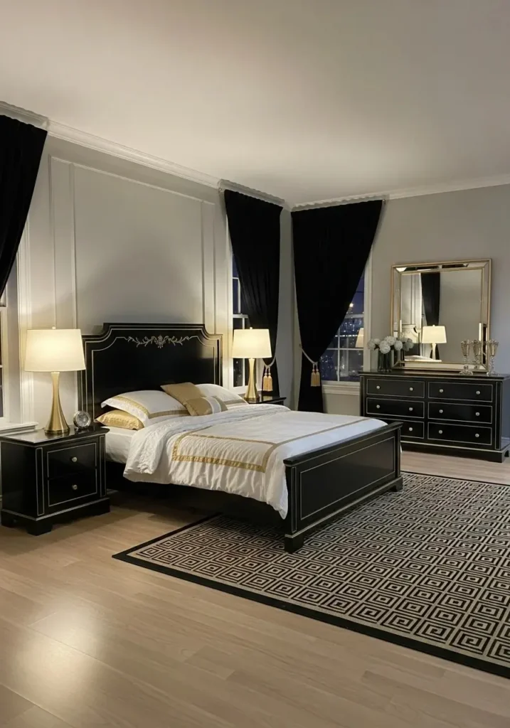 black and gold bedroom furniture luxury bedroom ideas black decor
