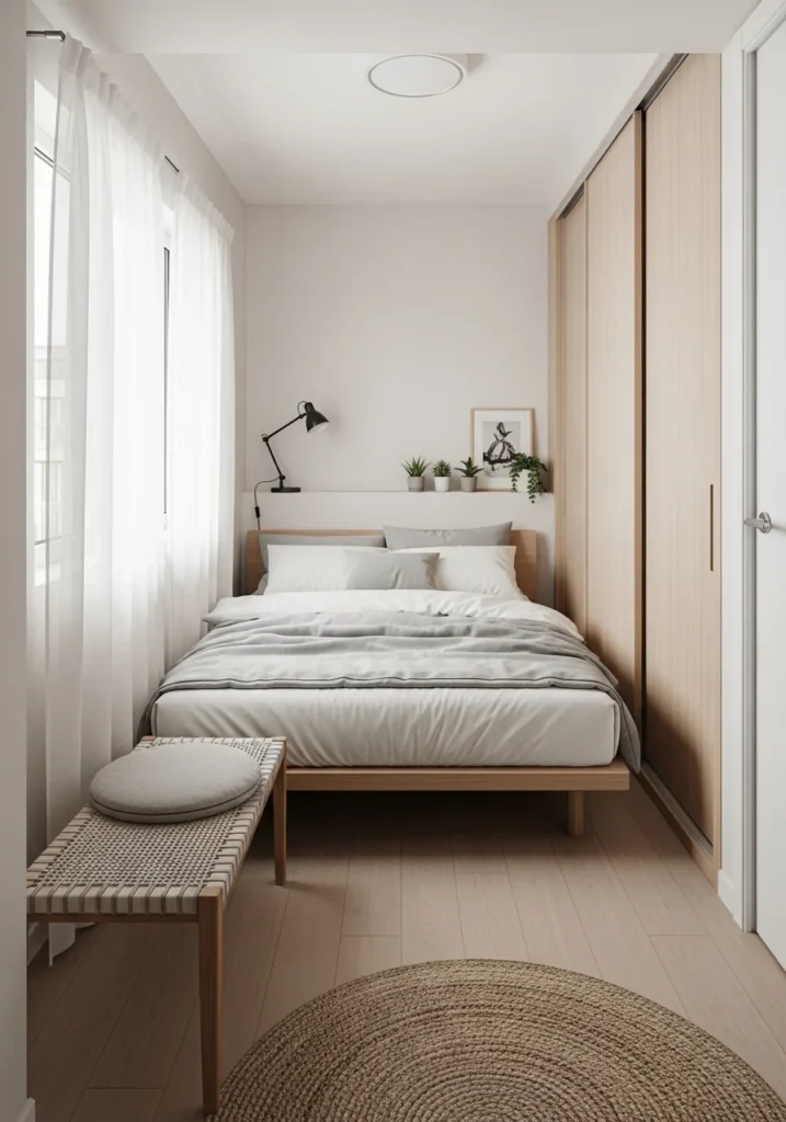 narrow bench bedroom small space bedroom bench ideas compact design