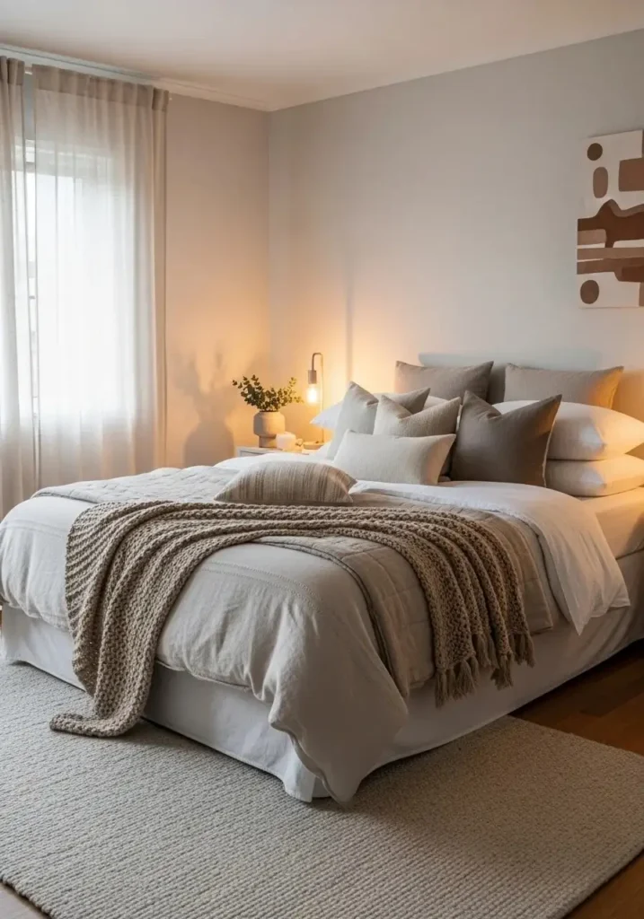 white furniture bedroom with neutral layers cozy beige bedroom ideas