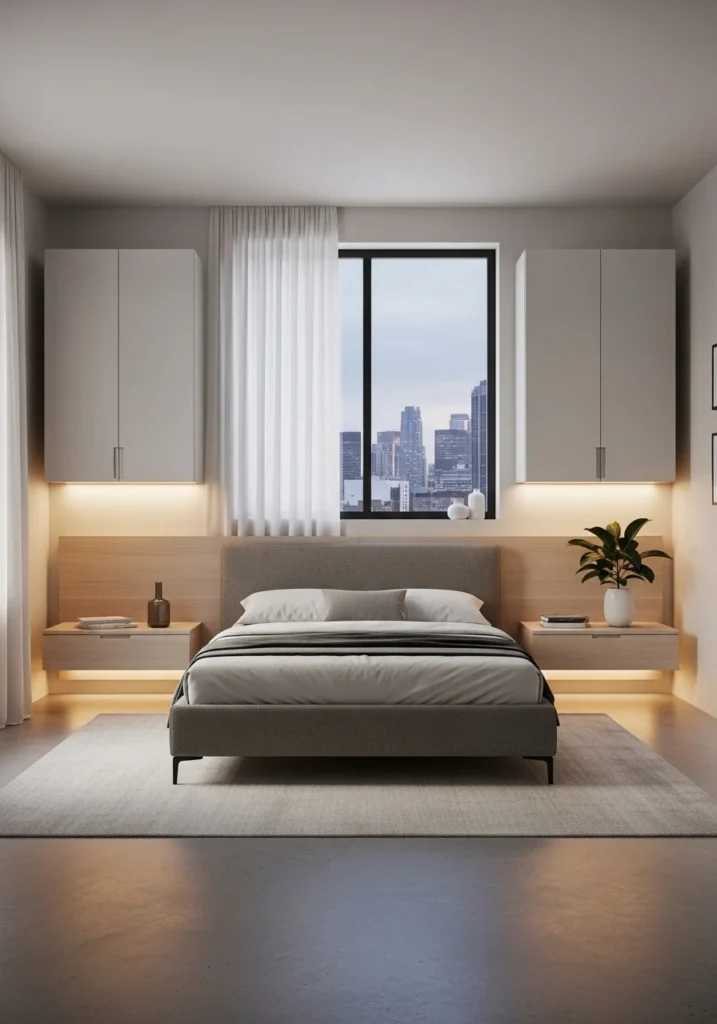 floating nightstand bedroom set modern space saving furniture ideas