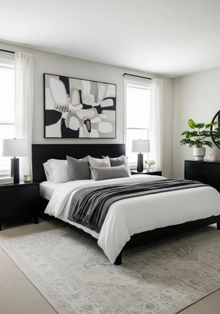 black furniture bedroom with wall art modern bedroom decor ideas